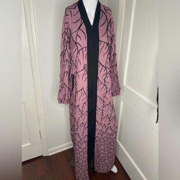 Pink and Black Long Dress/Robe kaftan Kimono - Picture 1 of 5